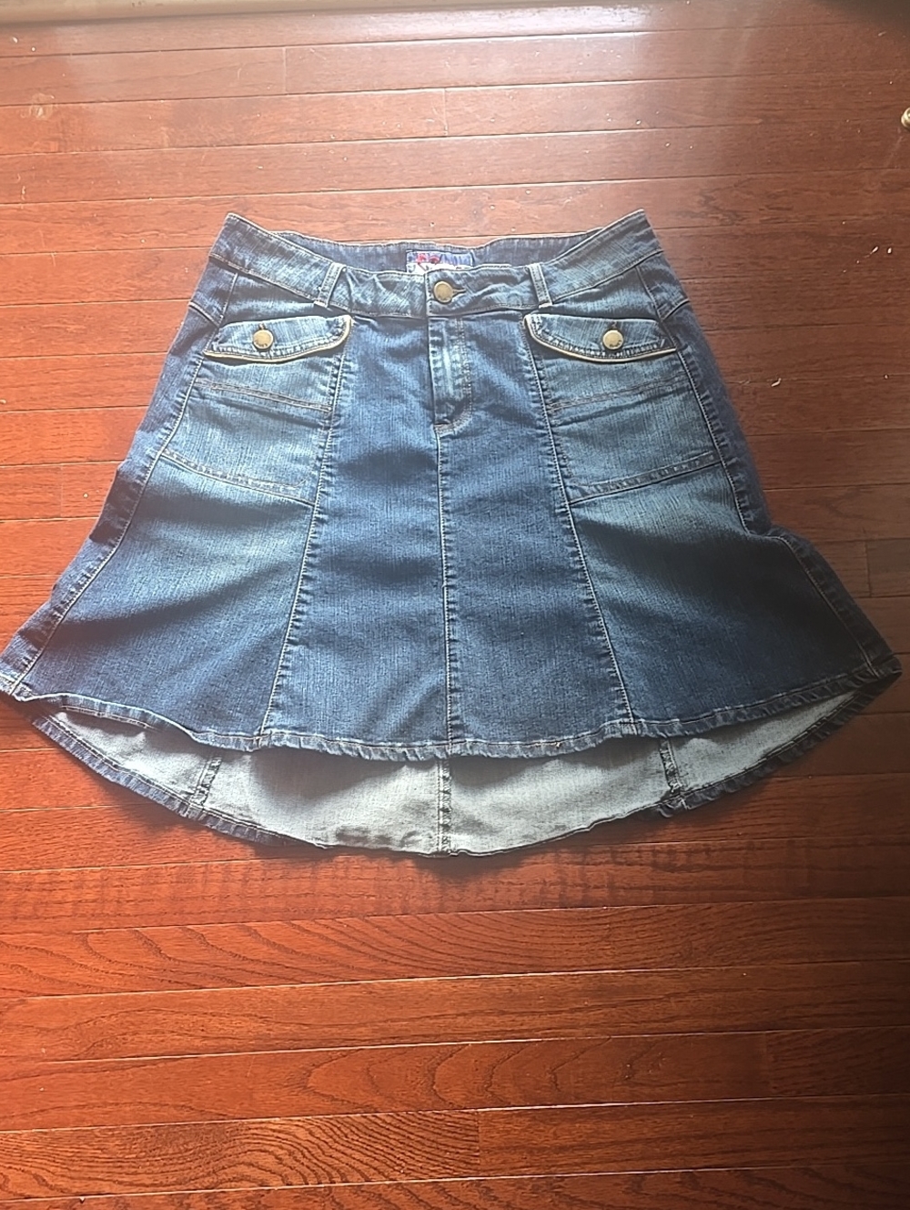 Denim A-Line Mini Skirt in Blue - Classic Casual